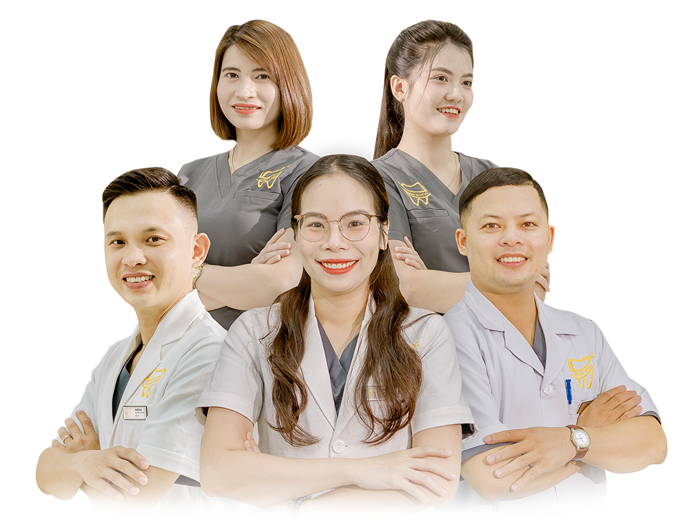 Đội ngũ bác sĩ và nhân viên y tế tại phòng khám nha khoa