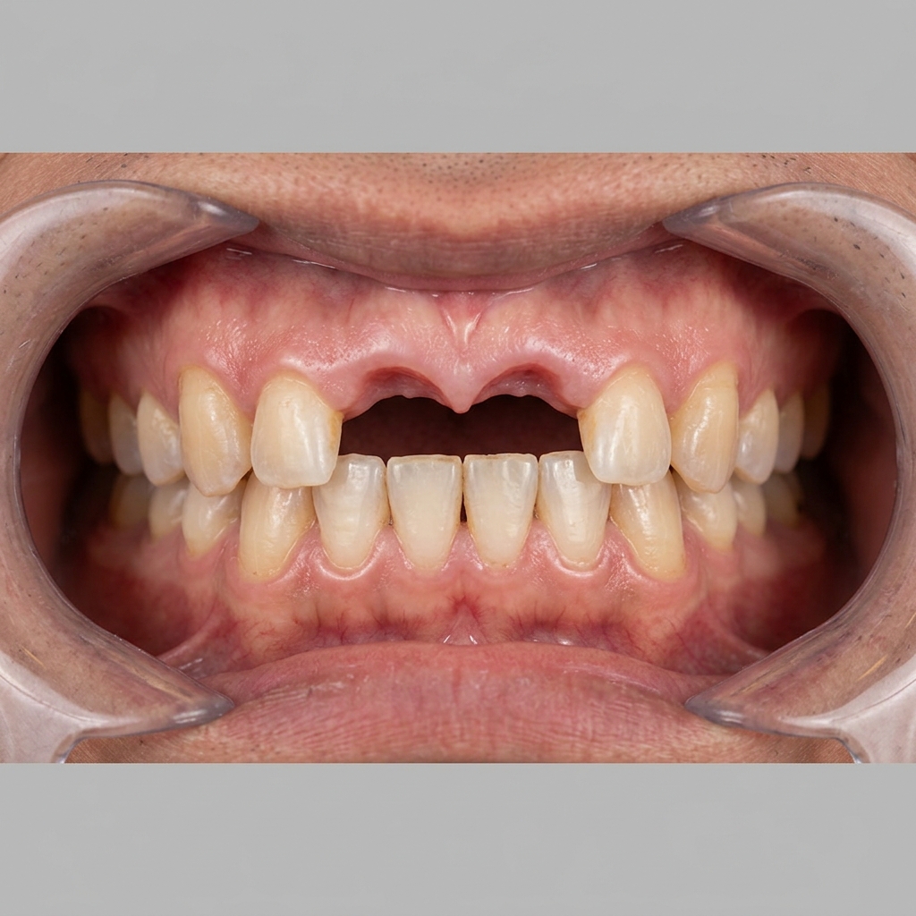 Cấy 2 Implant phục hồi răng cửa - Trước